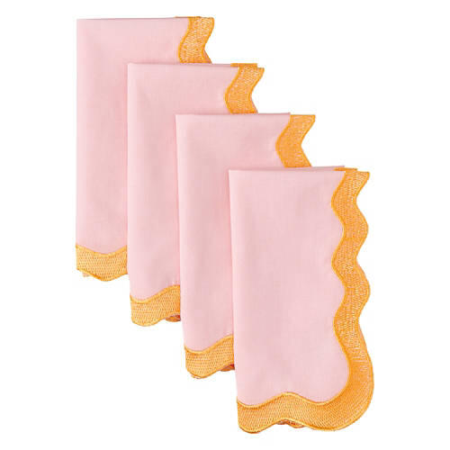 4 Pack Napkins - Pink Scallop