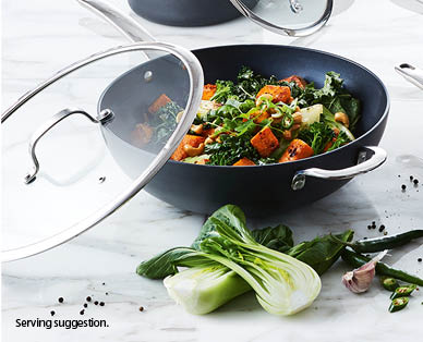 Hard Anodised Wok with Lid 32cm