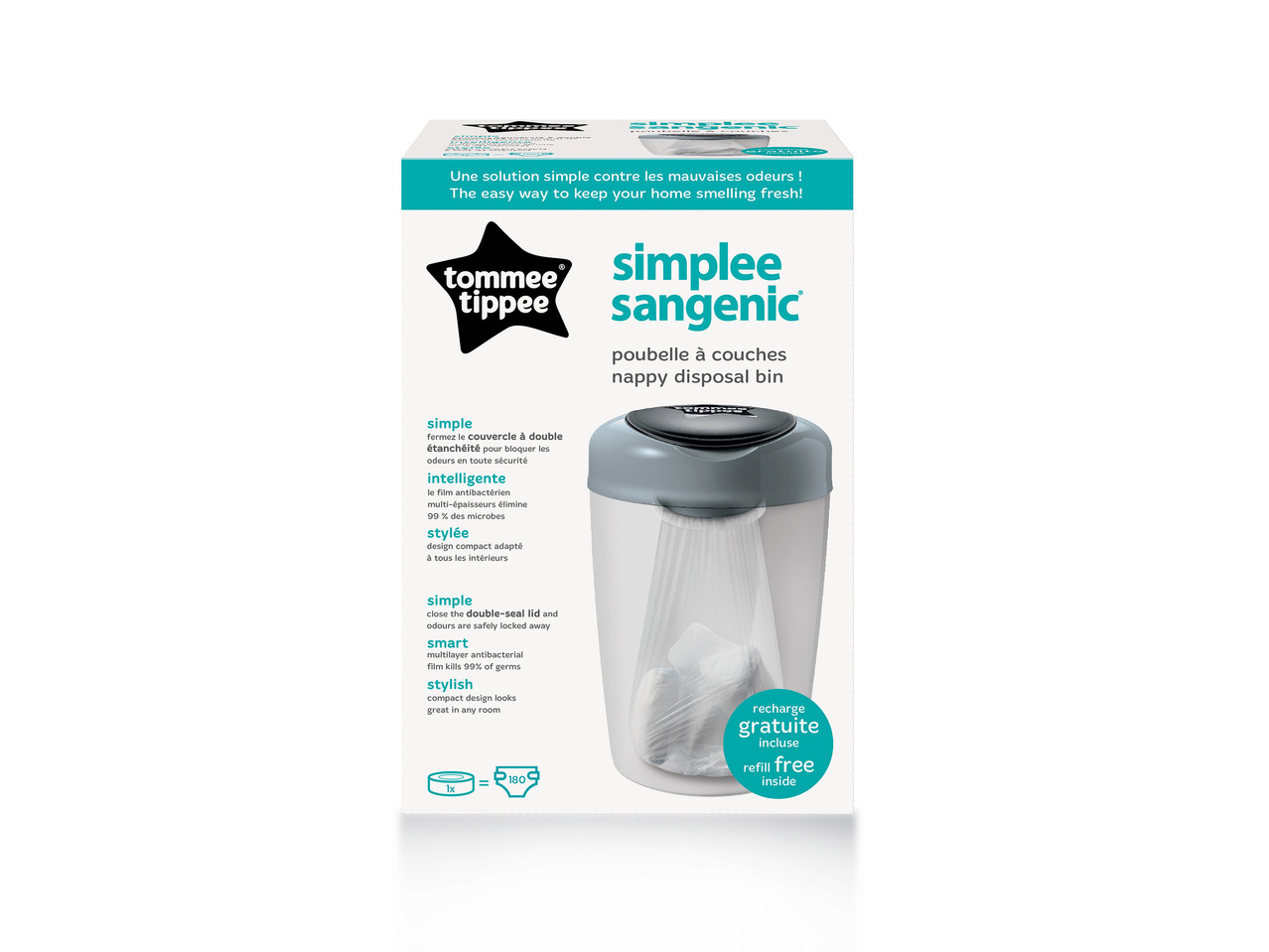 Tommee Tippee Simplee Sangenic Nappy Bin1