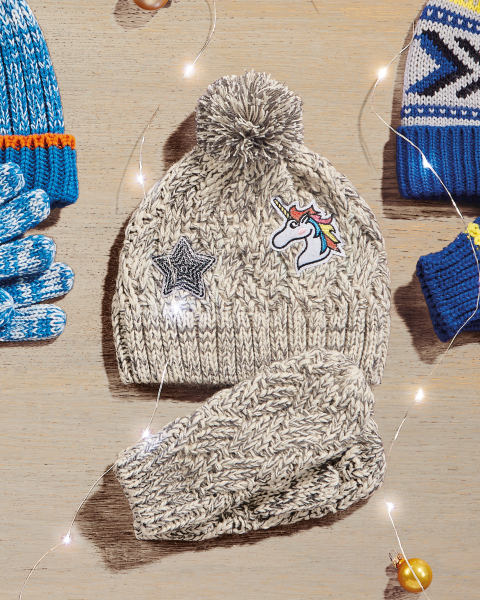 3-6 Lily & Dan Unicorn Hat & Gloves