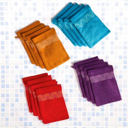 Gants de toilette, 4 pcs