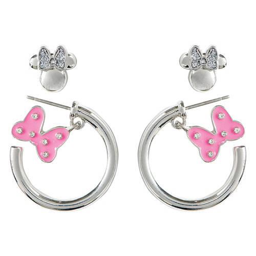 Minnie Character Huggie Earrings, Silver