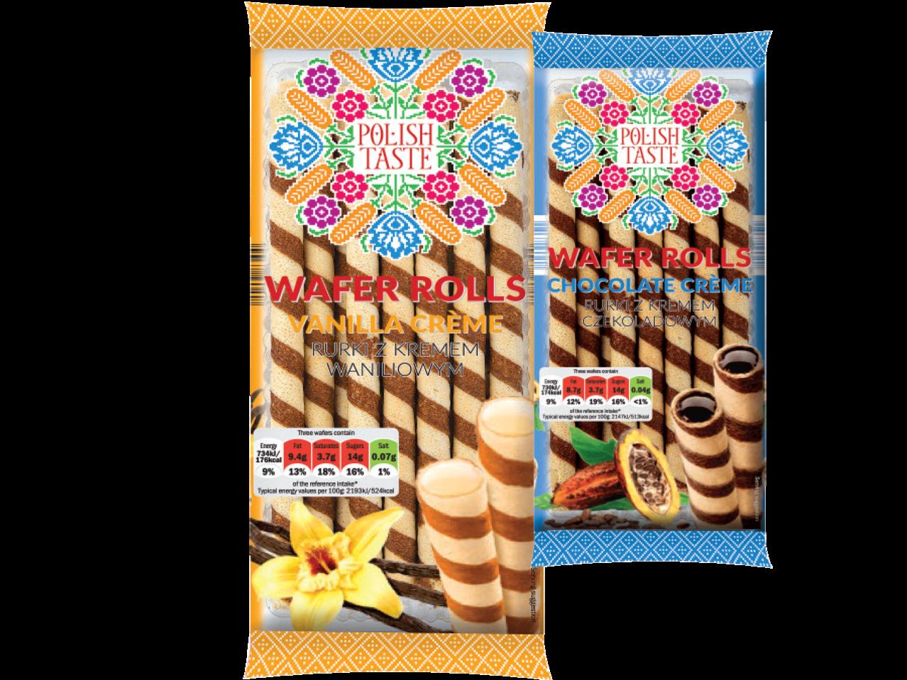 POLISH TASTE Vanilla/Chocolate Crème Wafer Rolls
