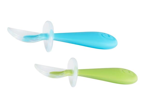 Munchkin 2 Silicone Training Spoons - Blue & Green