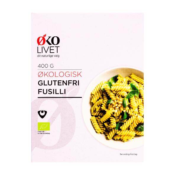ØKOLIVET 	 				Økologisk glutenfri fusilli eller spaghetti