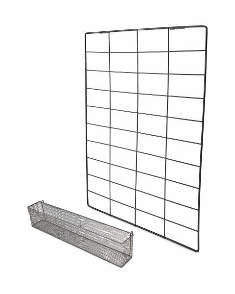 Black Long Metal Grid Noticeboard