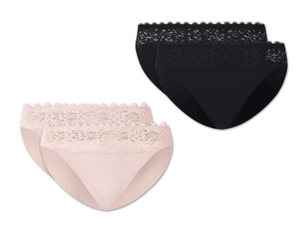 Damen Mini-Slips mit Spitze, 2 Stück