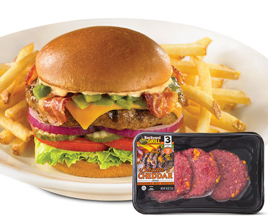 Backyard Grill Fresh Bacon Cheddar Seasoned Beef Burgers