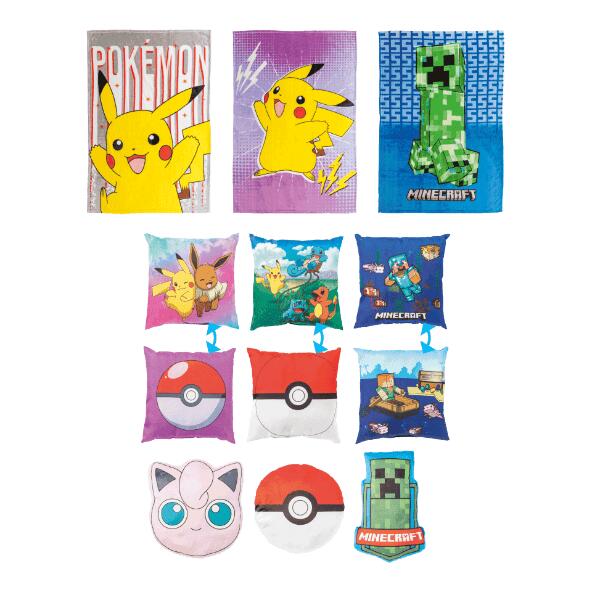 POKEMON/MINECRAFT(R) Plaid ou coussin (moulé)