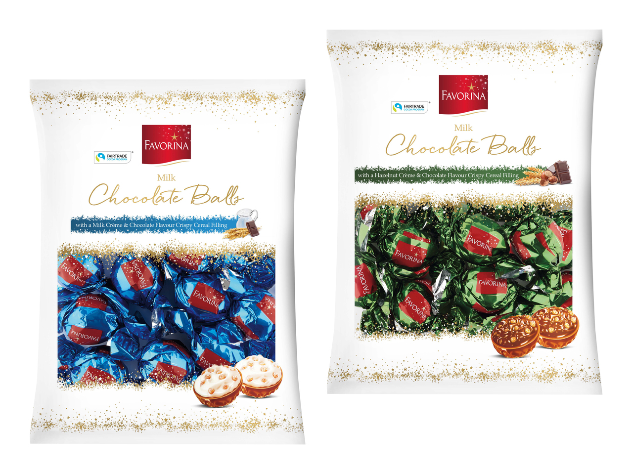 Boules croustillantes fourrées au praliné