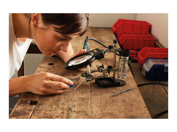 Powerfix Profi Precision Tool Holder with LED Magnifying Glass