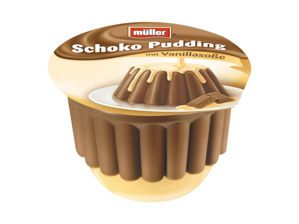 Müller Pudding mit Soße
