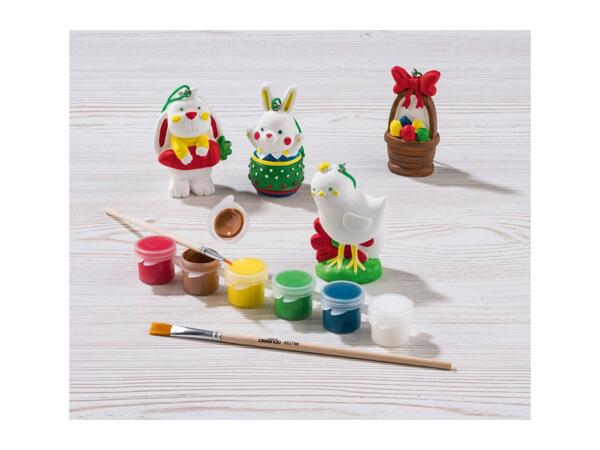 Crelando Paint Your Own Easter Decorations - 12 Piece Set - Easter Bunnies and Chick