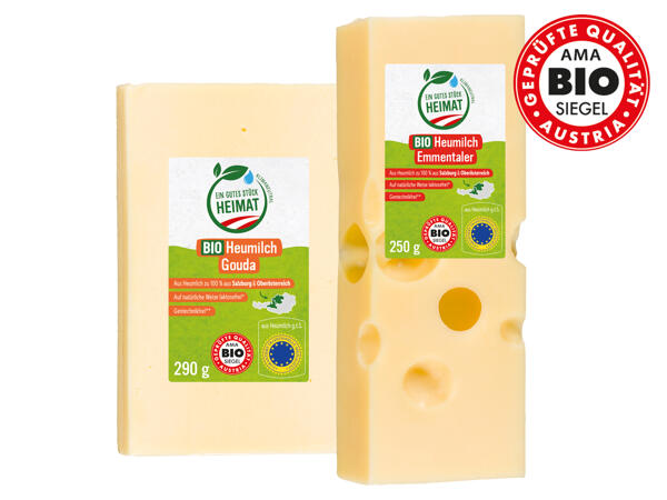 Bio Heumilch Gouda oder Emmentaler