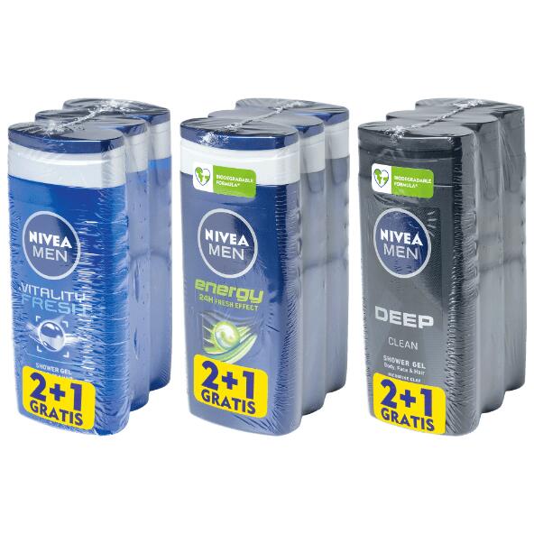 NIVEA(R) 				Douchegel voor heren, 3 st.