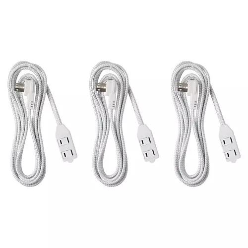 Fabric Power Extension Cord, White
