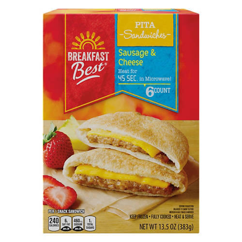 Sausage & Cheese Pita Sandwiches, 6 count