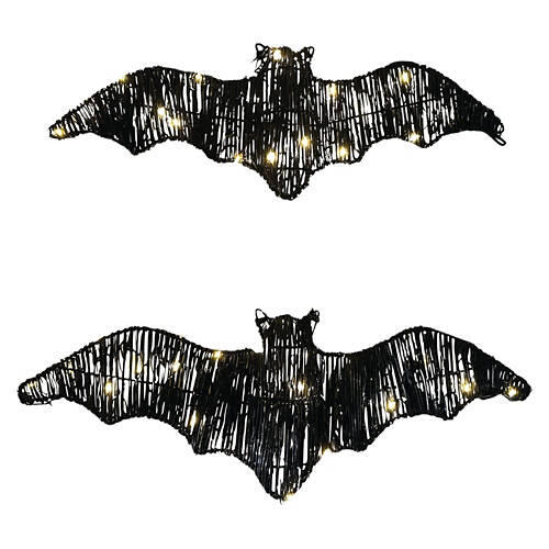 2 Pack Pre-Lit Woven Bats