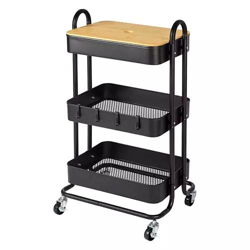 3 Tier Rolling Cart, Black