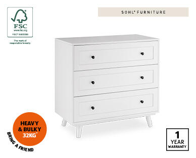 Chest of 3 Drawers - White