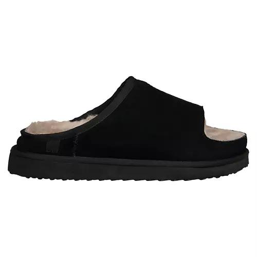 Ladies Genuine Suede Slides - Black, 9