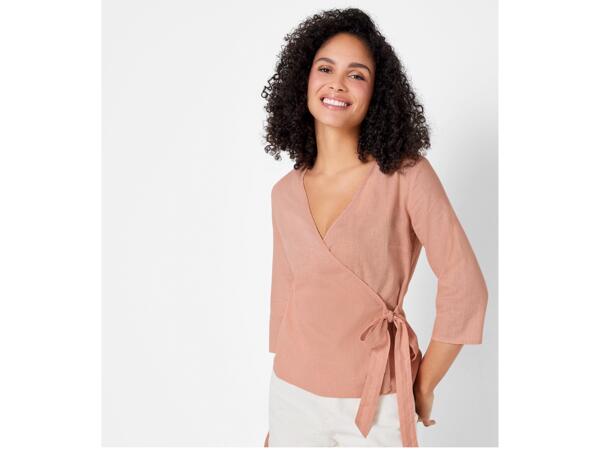 Ladies' linen-blend blouse