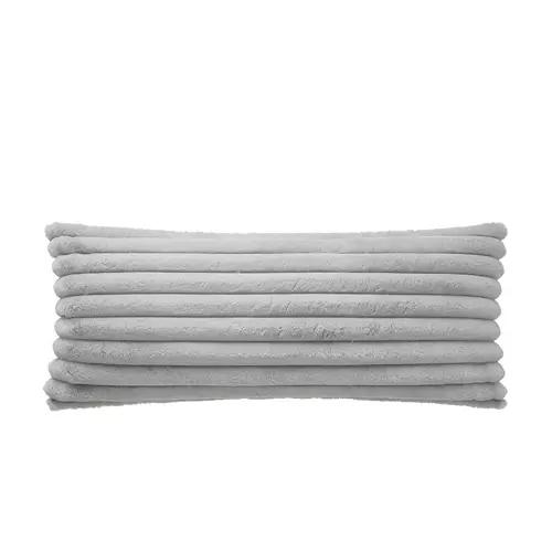 20" x 48" Faux Fur Body Pillow, Gray Ribbed