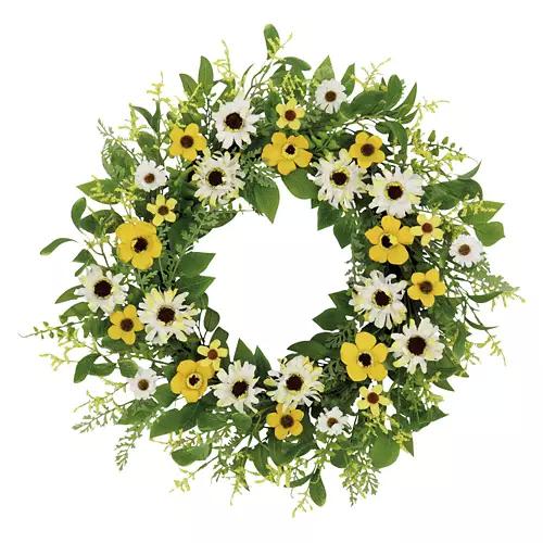 Spring Wreath - Yellow & White Flowers