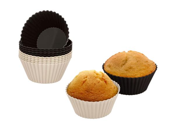 Silvercrest Beige & Black Silicone Cupcake Cases - 12 Pack