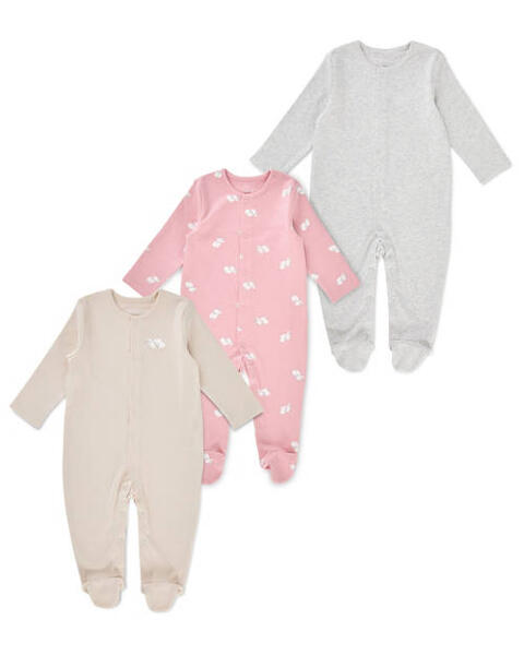 3 Pack Longsleeve Sleepsuit