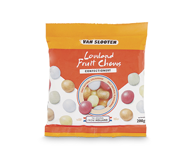 Van Slooten Lowland Fruit Chews or Liquorice Pins 200g