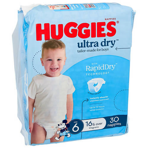 Boys Size 6 Junior Nappies 30 Pack