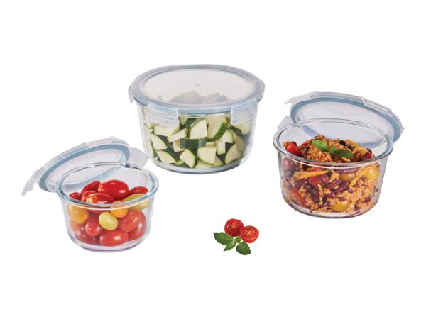 Livarno Home Round Glass Food Storage Containers - 3 Piece Set