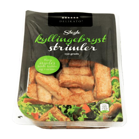 Stegt kalkun- eller kyllingebryst i strimler