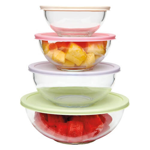 4 Glass Mixing Bowl Set - Multi Color