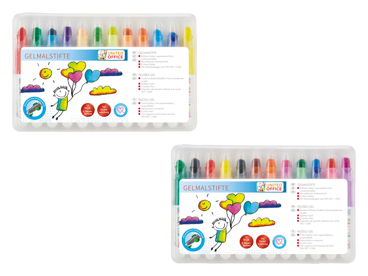 Crayons gel, 12 pièces