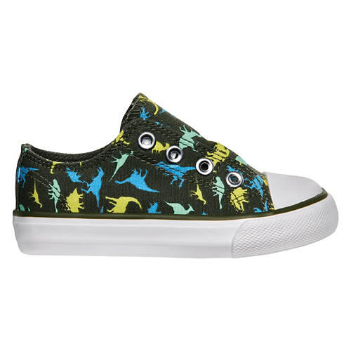 Toddler Memory Foam Canvas Slip Ons - Dinosaur, 11/12