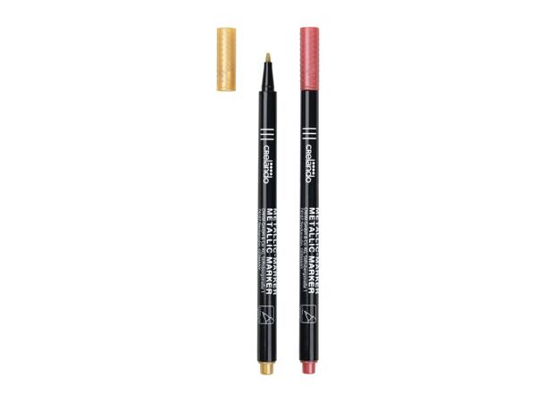 Crelando Pink & Gold Metallic Marker Pens - 2 Pack