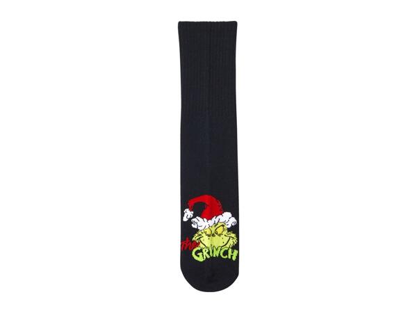 Adults' White/Navy/Grey Grinch Socks - 3 Pairs