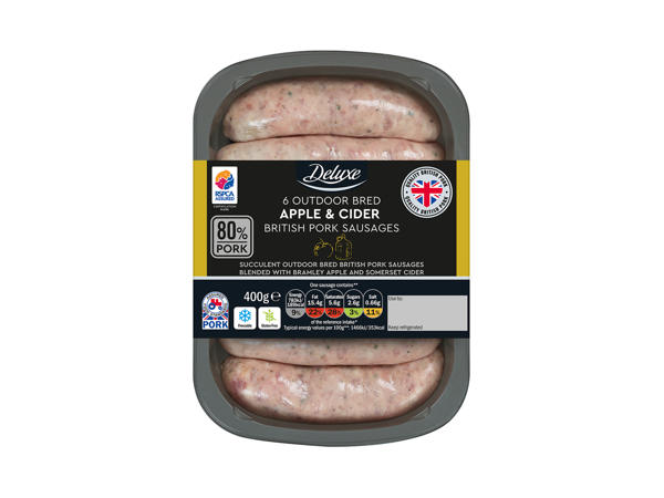 Deluxe 6 Outdoor Bred Apple & Cider British Pork Sausages