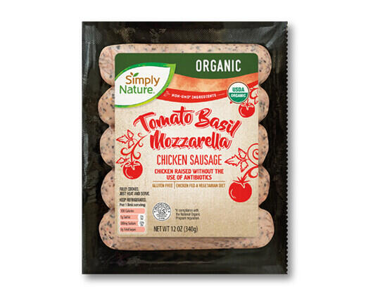 Simply Nature Organic Chicken Sausage Pesto or Tomato, Basil & Mozzarella