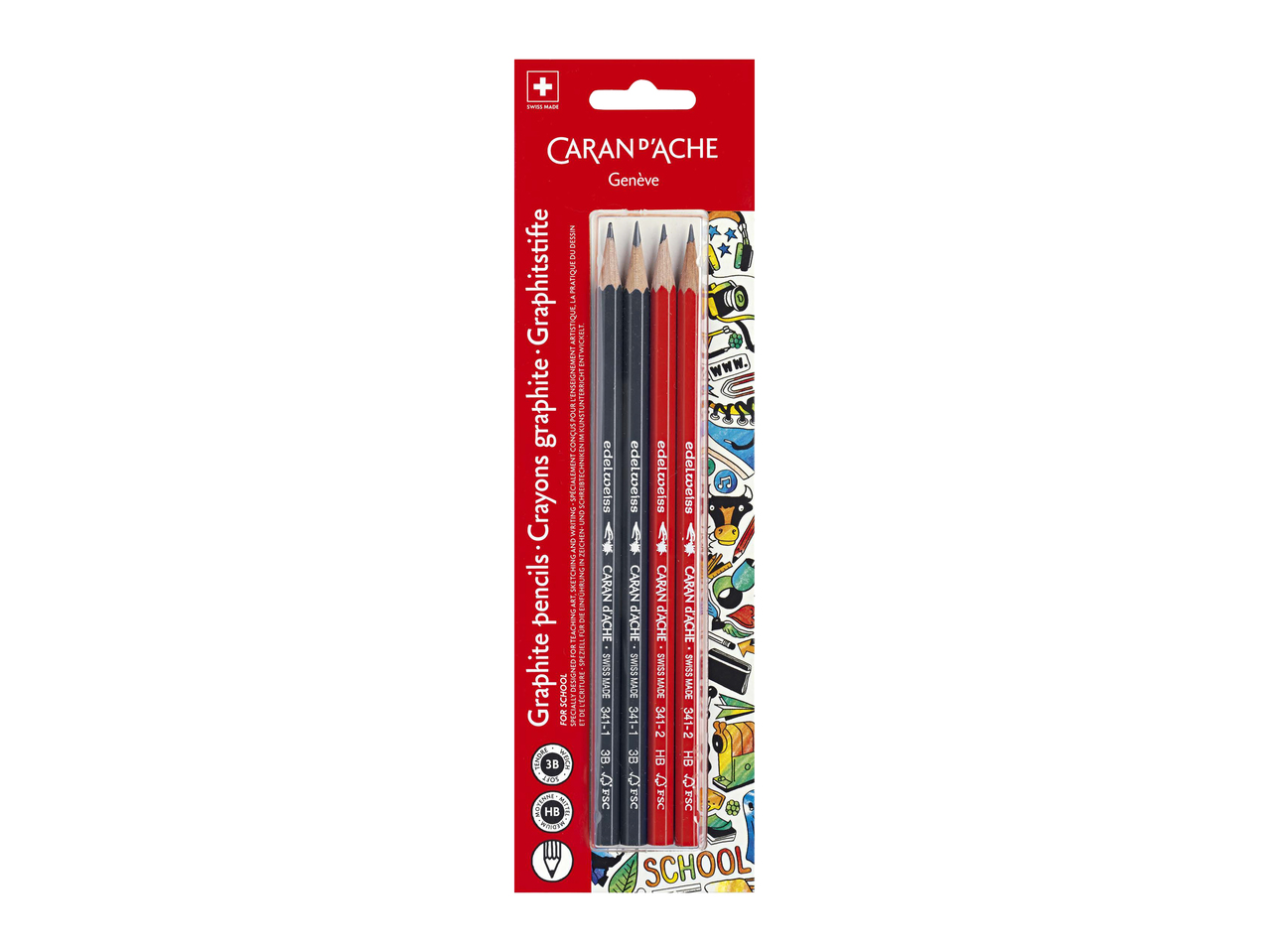 Crayons graphite 3B-HB, lot de 4