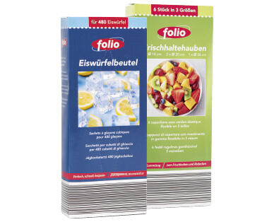 FOLIO SACCHETTI PER CUBETTI DI GHIACCIO/CAPPUCCI DI COPERTURA
