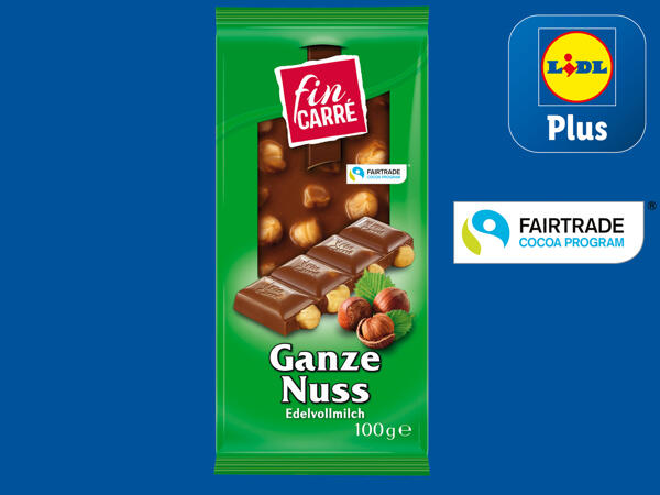Edelvollmilch Schokolade mit ganzen Nüssen