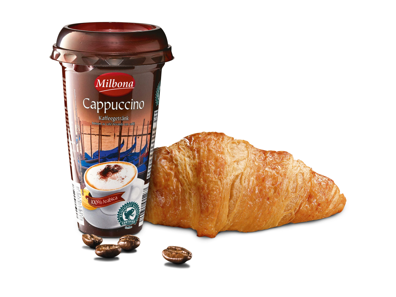 Boisson au café + croissant au beurre (uniquement en Suisse romande)