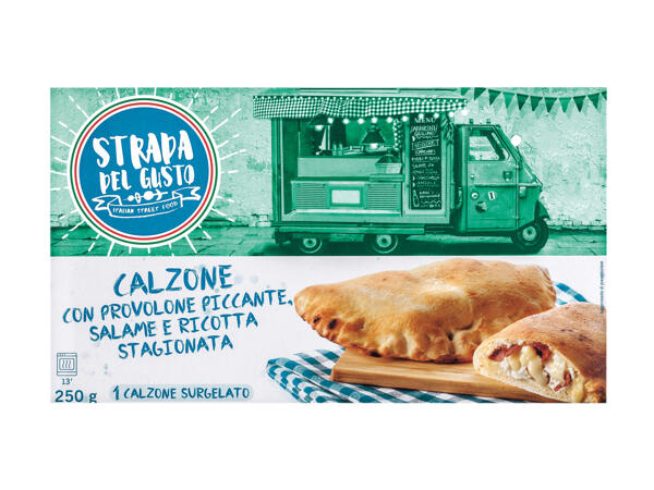 "Calzone" with Spicy Provolone, Salami and Seasoned Ricotta Cheese