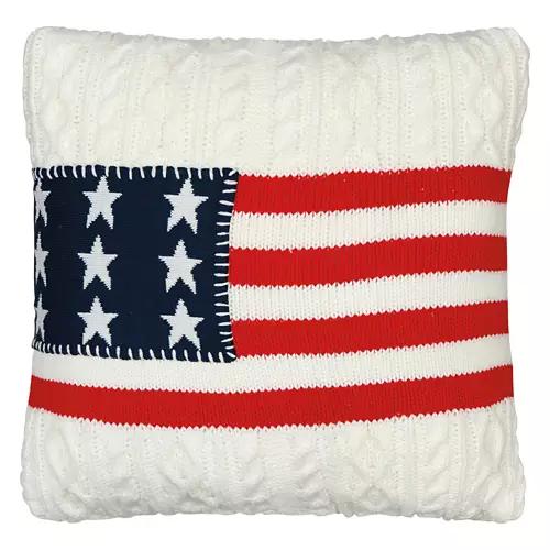 18" x 18" Americana Square Pillow - Cable Knit Flag