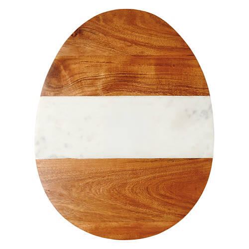 Egg Shaped Acacia Wood & Marble Board -