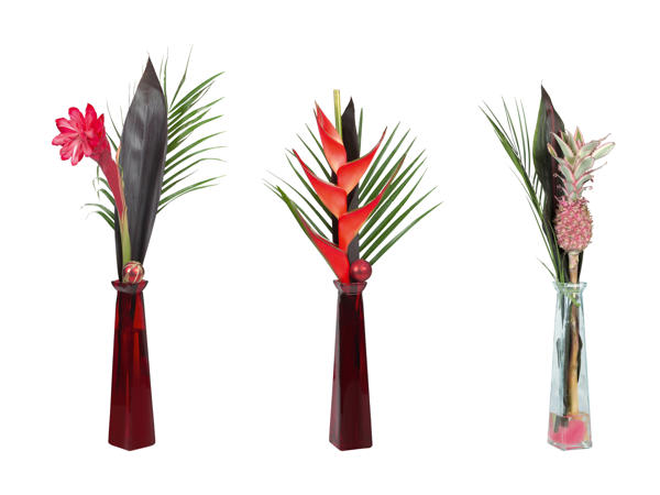 Composition florale de Noël dans un vase en verre