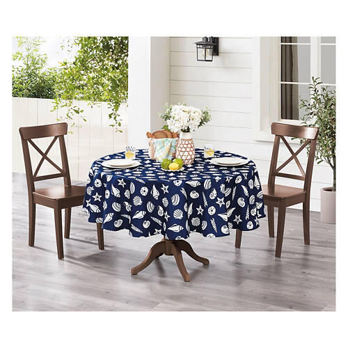 70" Round Indoor/Outdoor Tablecloth - Shells
